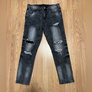 Mens Rue21 Supreme Flex Black Distressed Jeans size 30x30